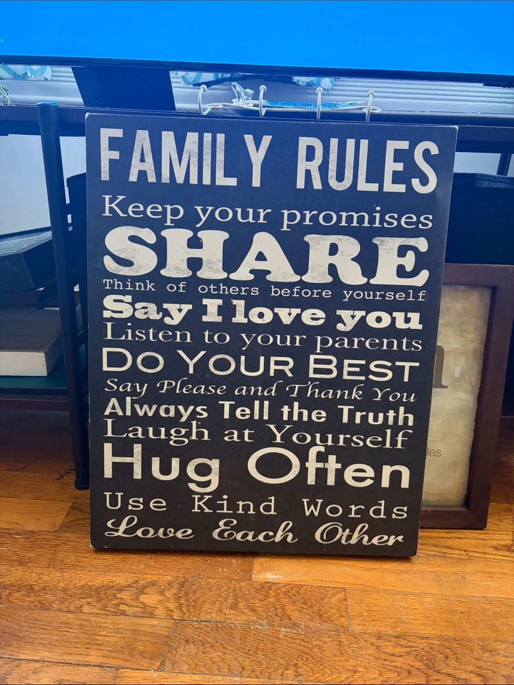 Family Rules Wall Sign - Black & White